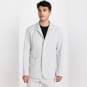 Rag & Bone Linden Stretch Seersucker Blazer Blue White Stripe Size 46